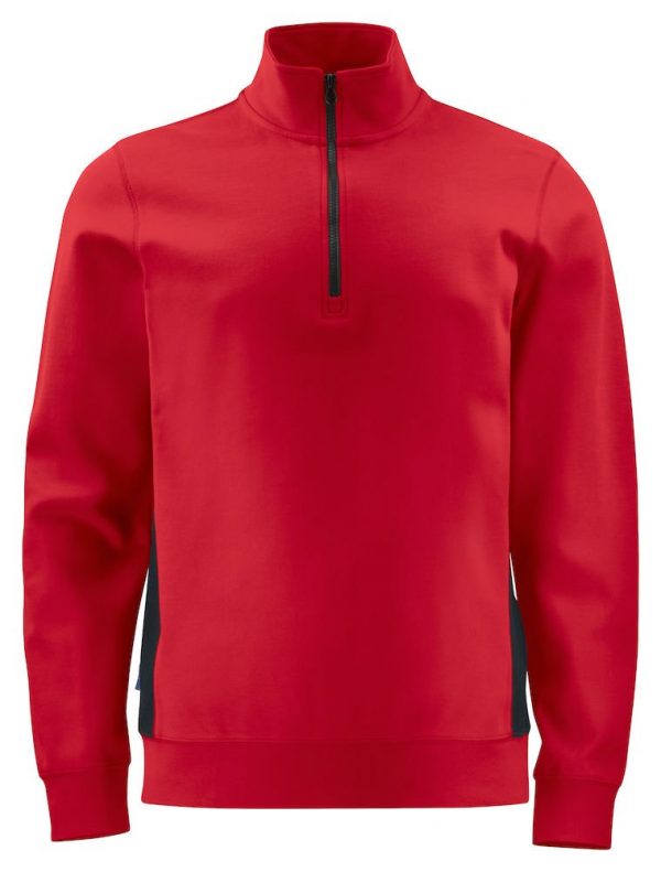 Sweatshirt met halve ritssluiting ProJob 2128 rood