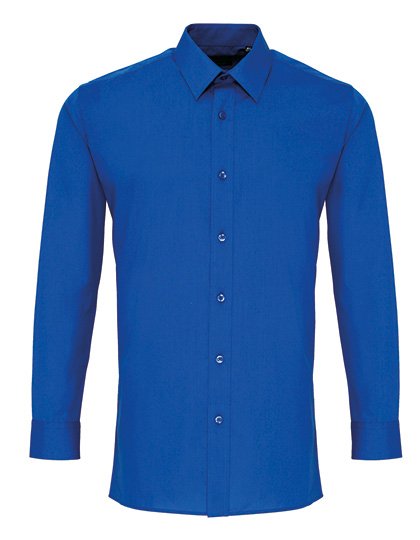 PW204 Fitted Overhemd lange mouwen kobalt blauw royal