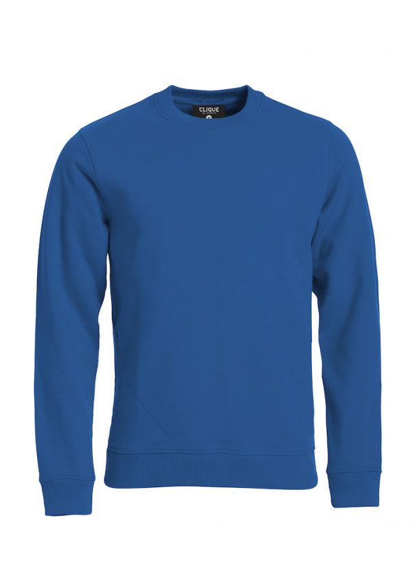 021040 Classic Sweater kobaltblauw met logo borduren